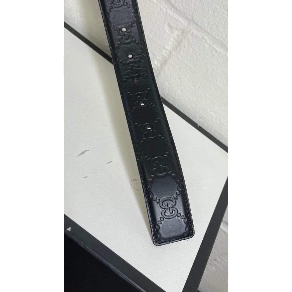 Gucci Signature GG Black Leather Adjustable Belt 403941 CWC0N Men's Size 100-40